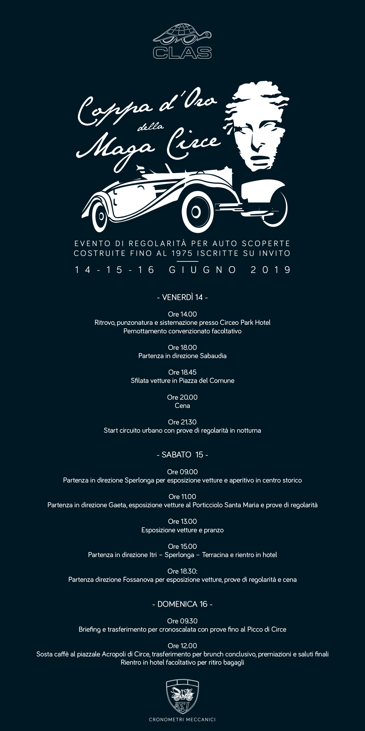 Coppa Maga Circe 2019 Programma